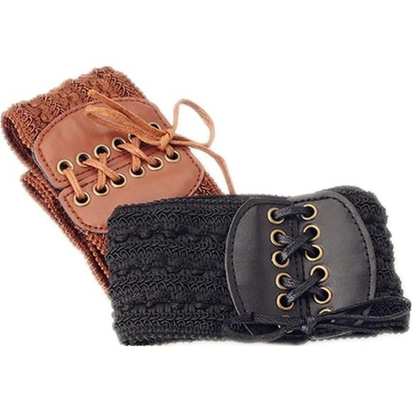 JinYu 2 Set PU Leather Elastic Wide Belt for Women Ladies Dress Stretch main image 4